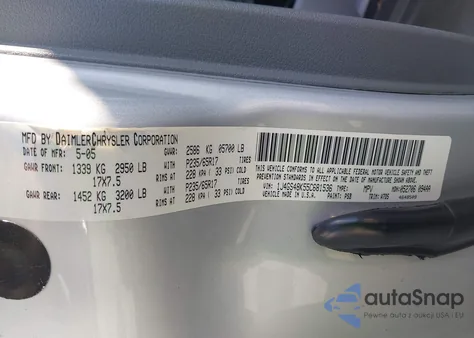 2005 Jeep Grand Cherokee Laredo z USA, uszkodzony, nr VIN 1J4GS48K55C681536